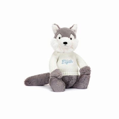 Jellycat Bashful Lobo with Cream Jumper | MQDU-64379